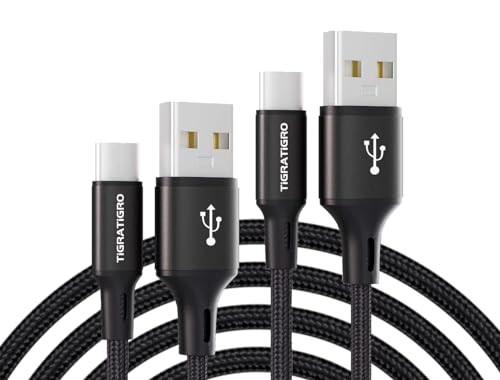 tigratigro USB C Kabel, (2 Stück 1 m) USB Typ C Nylon Schnellladung für Android Samsung,Huawei,Xiaomi,Google Pixel, OnePlus, Moto, Realme, Honor, Tablets von tigratigro