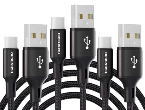 tigratigro USB C Kabel, USB Typ C Nylon Schnellladung für Android Samsung,Huawei,Xiaomi,Google Pixel, OnePlus, Moto, Realme, Honor, Tablets (3 Stück 0,5 m) von tigratigro