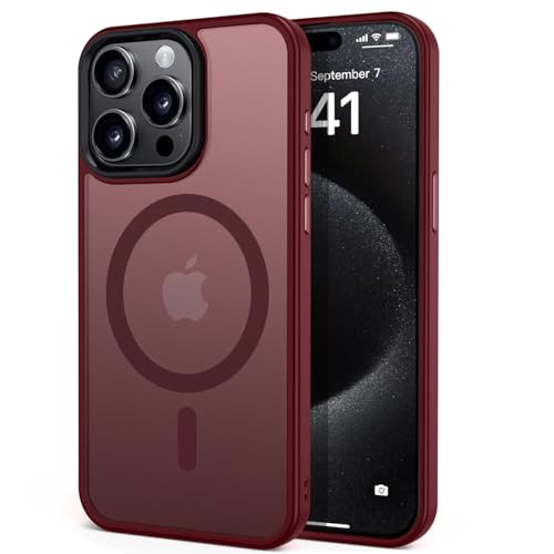 tigratigro für iPhone 15 Pro Hülle für Mag-Safe Hülle iPhone 15 Pro Case Kratzfest Dünn Samtweiche Haptik,Cover für iPhone 15 Pro (Dunkelrot) von tigratigro