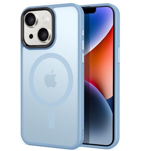 tigratigro] iPhone 13 Case Compatible with Mag-Safe Transparent Matte Texture Flexible and Anti-Fingerprint Leather-Like Texture (iPhone 13 Light Blue) von tigratigro