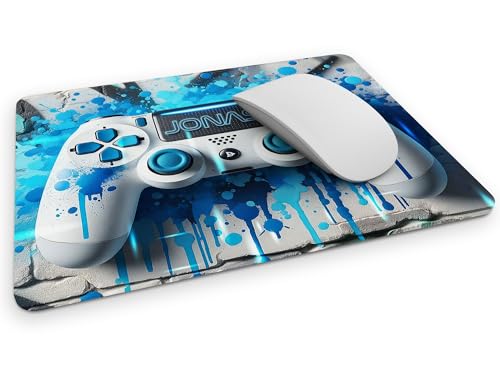timalo® Gaming Mousepad personalisiert mit Namen | Mauspad mit Namen Geschenk für Gamer | Wunschname Gaming Zone | Graffiti Controller blau Jungen von timalo
