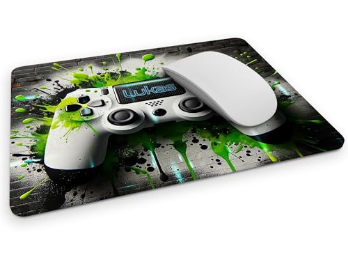 timalo® Gaming Mousepad personalisiert mit Namen | Mauspad mit Namen Geschenk für Gamer | Wunschname Gaming Zone | Graffiti Controller grün von timalo