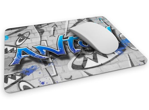 timalo® Gaming Mousepad personalisiert mit Namen | Mauspad mit Namen Geschenk für Gamer | Wunschname Gaming Zone | Graffiti blau von timalo