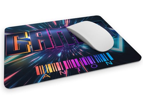 timalo® Gaming Mousepad personalisiert mit Namen | Mauspad mit Namen Geschenk für Gamer | Wunschname Gaming Zone | Motiv Neon Barcode von timalo