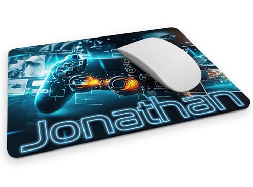 timalo® Gaming Mousepad personalisiert mit Namen | Mauspad mit Namen Geschenk für Gamer | Wunschname Gaming Zone | Neon Controller von timalo