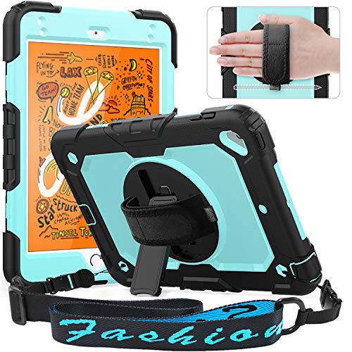 Timecity Hülle für iPad Mini 5 / iPad Mini 4 2019/2015 7,9 Zoll Stoßfest Robust Schutzhülle mit 360 Grad Drehbar Ständer - Handschlaufe - Schultergurt - Stifthalter Kinder Outdoor case- Hellblau von timecity