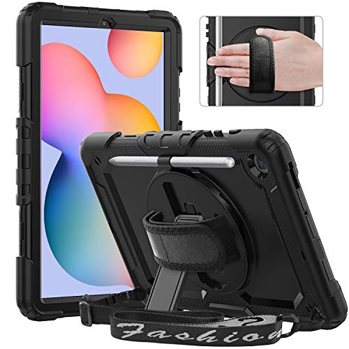Timecity Tasche für Samsung Galaxy Tab S6 Lite, 10,4 Zoll 2024/2022/2020 mit Bildschirmschutz, Heavy Duty Shockproof Cover, (SM-P610/P613/P615/P619/P620/P625), 360 drehbarer Ständer, Schwarz von timecity