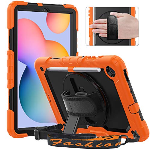 Timecity Tasche für Samsung Galaxy Tab S6 Lite, 10,4 Zoll 2024/2022/2020 mit Bildschirmschutz, Heavy Duty Shockproof Cover, (SM-P610/P613/P615/P619/P620/P625), 360 drehbarer Ständer.Orange von timecity