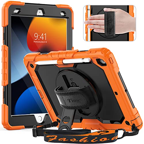 Timecity Tasche für iPad 9/8/7 Generation 10,2 Zoll - Tasche für iPad 9/8/7 Generation - mit starkem Schutz - Bildschirmschutz - Hand-/Schulterriemen-Orange von timecity