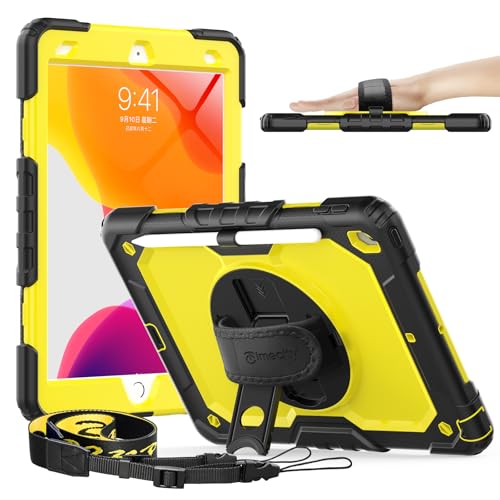 Timecity case for iPad 9/8/7 Generation 10.2 inch - Case for iPad 9/8/7 Generation - with Strong Protection - Screen Protector - Hand/Shoulder Strap-Yellow von timecity