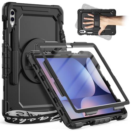 timecity Hülle für Samsung Galaxy Tab S10+ Plus/S9 FE+ Plus/S9 FE Plus/S9 Plus 12,4 Zoll 2024/2023,Stoßfeste Hülle mit Displayschutz, 360° Drehbarem Handschlaufe, Schultergurt, Stifthalter, Schwarz timecity Hülle für Samsung Galaxy Tab S10+ Plus/S9 FE+ Plus/S9 FE Plus/S9 Plus 12,4 Zoll 2024/2023,Stoßfeste Hülle mit Displayschutz, 360° Drehbarem Handschlaufe, Schultergurt, Stifthalter, Schwarz von timecity