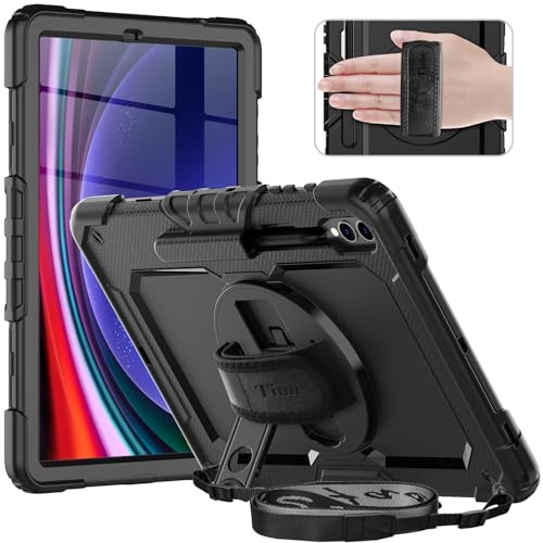 timecity Schutzhülle für Samsung Galaxy Tab S9 FE+ Plus/S9 Plus 12,4 Zoll Tablet Hülle 2023 mit Displayschutzfolie, 360 Grad drehbare Handschlaufe und Ständer, Stifthalter, sturzsichere Hülle für von timecity