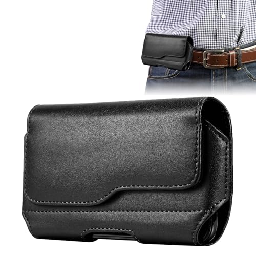 Handytasche Gürtel Handy Gürteltasche Echt Leder Quer Gürtelclip Halterung Universal Schutzhülle Case kompatibel mit Samsung S24 S23 S22 S21 A55 A54 für iPhone 15 14 13 12 11 Pro Max Serie von tinshow