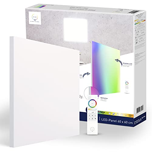 tint Smarte LED-Deckenlampe ARIS – Steuerbar per Alexa oder Fernbedienung – Mit weißem (1800-6500 K) und farbigem Licht RGB – Quadratisches Panel 60 x 60 cm von tint