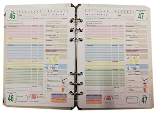 Replacement organiser A5 with 6 weekly calendar rings (recharge journal food) von tipome.com