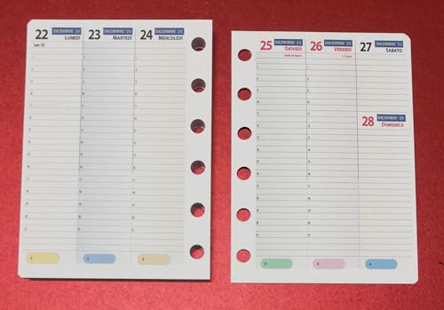 Nachfüllpackung Wochenkalender Format A7 Pocket 8 x 12 cm für Terminplaner mit 6 Ringen von tipome