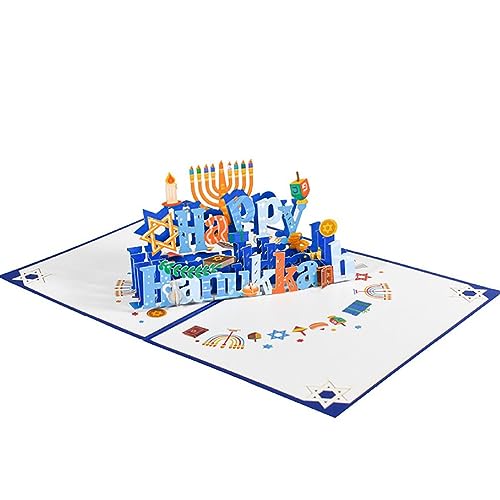 Lustige Glückliche Chanukka-Karte, jüdische Feiertagskarte, Hanukiah Kerze, Design moderne und traditionelle Wünsche für Heimdekoration, Chanukkah-Karte, Papier von tixoacke