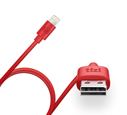 tizi flip – Lightning Kabel mit doppeltseitigem USB-Flip Stecker (50cm, rot), Apple Mfi Zertifiziert, Daten- und Ladekabel mit reversiblem Stecker. von tizi