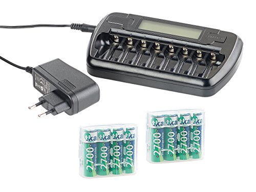 tka Köbele Akkutechnik Batterie Ladestation: Ladegerät für bis zu 8 AA(A)-Akkus, mit 8 NiMH-Akkus Typ AA, 2.700 mAh (Ladestation Akku, Ladestation Akkus, Überwachung) von tka Köbele Akkutechnik