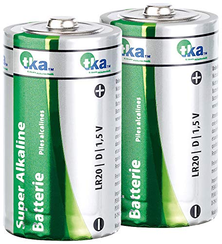 tka Köbele Akkutechnik Batterien LR20: Super Alkaline Batterien Mono 1,5V Typ D im 2er-Pack (D-Zellen-Batterien, 1,5V Große Batterien, Taschenlampen) von tka Köbele Akkutechnik