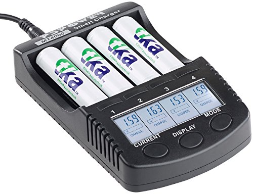 tka Köbele Akkutechnik Ladegerät 18650: Hochleistungs-Schnell-Ladegerät für 4 Akkus, LCD-Display, USB-Ladeport (AAA, USB Akku, Handy Ladestation) von tka Köbele Akkutechnik