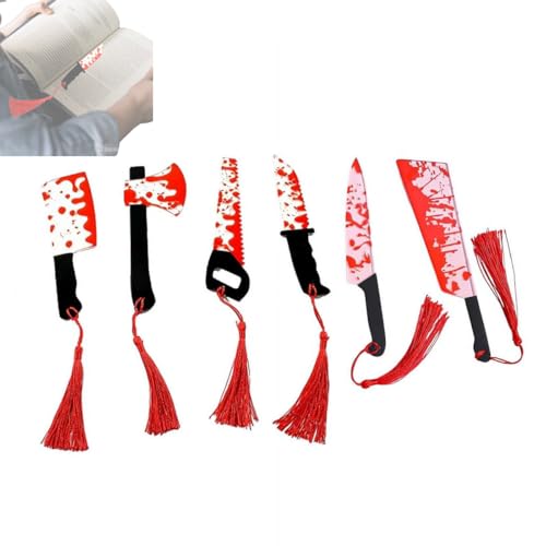Horror-Lesezeichen-Set, 6 Stück, Halloween-Thema, Blutspritzer, Kunst-Lesezeichen, klares Acryl, Seitenmarker, Gothic-Buchzubehör, einzigartige gotische gruselige Geschenke für Buchliebhaber Horror-Lesezeichen-Set, 6 Stück, Halloween-Thema, Blutspritzer, Kunst-Lesezeichen, klares Acryl, Seitenmarker, Gothic-Buchzubehör, einzigartige gotische gruselige Geschenke für Buchliebhaber von tkerinse