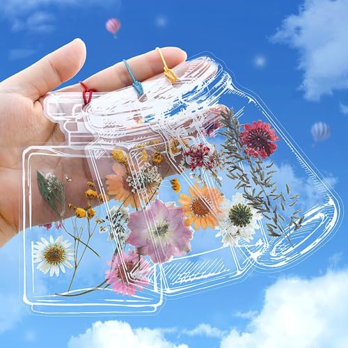 Transparente Lesezeichen Getrocknete Blumen, DIY Lesezeichen, Glasflasche Wunschflasche Aufkleber, handgemachte DIY Lesezeichen mit künstlichen getrockneten Blumen Aufkleber von tkerinse