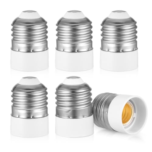 6 Stück Lampensockel Adapter Konverter - E27 Fassung auf E14 Sockel Lampenadapter Lampensockeladapter für LED-Lampen, adapter e14 zu e27 Birnen, Energiesparlampen Qualität (Weiß 6pcs) von tlidfgeo