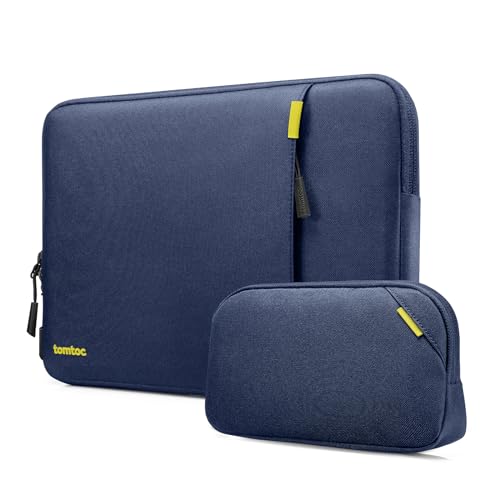 tomtoc 360° Tasche Hülle für 15-Zoll Neu MacBook Air M3/A3114 M2/A2941 2024-2023, 15" Microsoft Surface Laptop 6/5/4/3, Wasserabweisend Rundumschutz Laptoptasche Laptophülle mit Zubehör Tasche von tomtoc