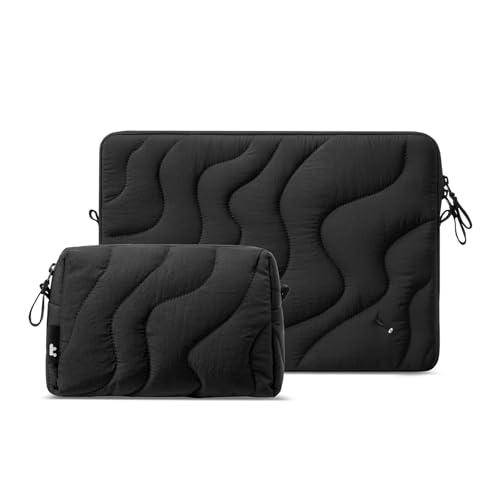tomtoc Gesteppte Laptop Tasche Hülle für Neu 13-Zoll MacBook Air M4/M3/M2/M1 (2025-2018) A3113 A2681 A2337, 13-Zoll MacBook Pro M2/M1, Laptoptasche Laptophülle Set Puffy Sleeve mit Zubehörtasche von tomtoc