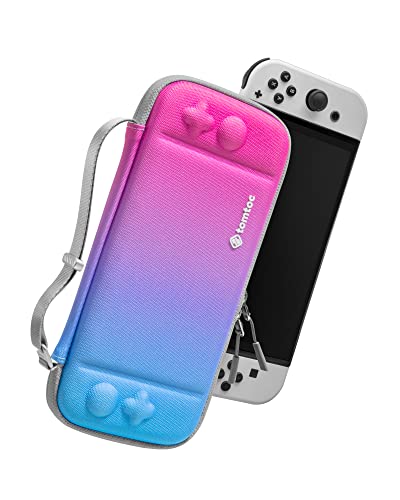 tomtoc Slim Tasche Case für Nintendo Switch / Switch OLED Modell, Ultra-dünn, Schlank, Leicht Hartschalen, Rundumschutz Tragetasche für Switch Konsole und 10 Spiele, Eva Hard Schutzhülle von tomtoc