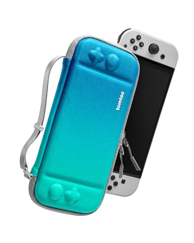 tomtoc Slim Tasche Case für Nintendo Switch / Switch OLED Modell, Ultra-dünn, Schlank, Leicht Hartschalen, Rundumschutz Tragetasche für Switch Konsole und 10 Spiele, Eva Hard Schutzhülle von tomtoc