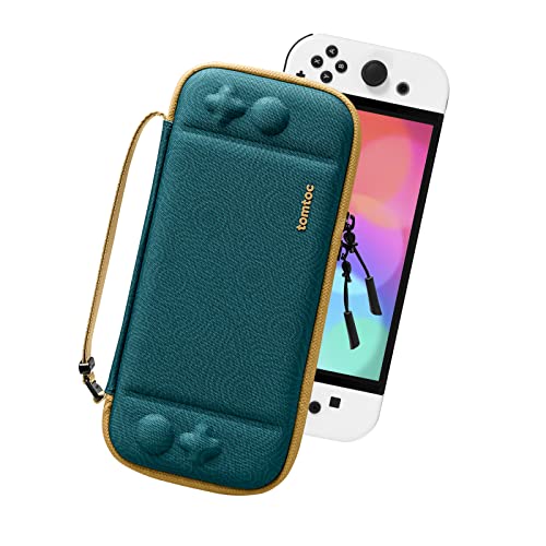 tomtoc Slim Tasche Case für Nintendo Switch / Switch OLED Modell, Ultra-dünn, Schlank, Leicht Hartschalen, Rundumschutz Tragetasche für Switch Konsole und 10 Spiele, Eva Hard Schutzhülle von tomtoc