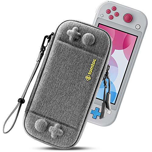 tomtoc Slim Tasche für Nintendo Switch Lite, Tragetasche Carrying Case Hartschale für Switch Lite Konsole und 8 Spielkarten, Schutzhülle mit Originell Patent und Militärischer Schutz, Grau von tomtoc