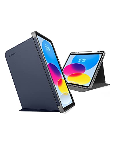 tomtoc Vertikale Hülle Case für 10,9-Zoll iPad 10th Gen 2022, Schutzhülle mit iPad Pencil Halterung, Stifthalter, magnetischer Ständer für 3 Modus, Auto Wake/Sleep, passt Wireless Laden des Pencil von tomtoc