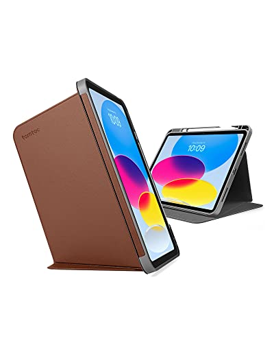 tomtoc Vertikale Hülle Case für 10,9-Zoll iPad 10th Gen 2022, Schutzhülle mit iPad Pencil Halterung, Stifthalter, magnetischer Ständer für 3 Modus, Auto Wake/Sleep, passt Wireless Laden des Pencil von tomtoc