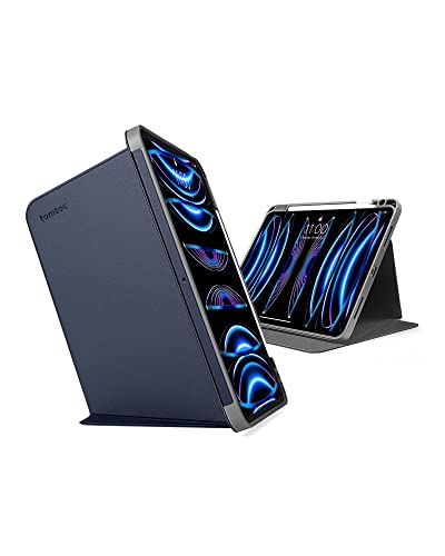 tomtoc Vertikale Hülle Case für 11-Zoll iPad Pro 4./3. Gen (M2&M1) 2022-2021, Schutzhülle mit iPad Pencil Halterung, Stifthalter, magnetischer Ständer für 3 Modus, passt Wireless Laden des iPad Pencil von tomtoc