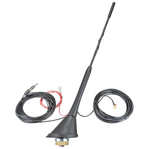 tomzz Audio 1000-023 DAB Antenne Auto Kombi Dach Antenne DAB+ UKW AM FM mit Verstärker SMB DIN 5m Kabel Stab 23cm von tomzz Audio