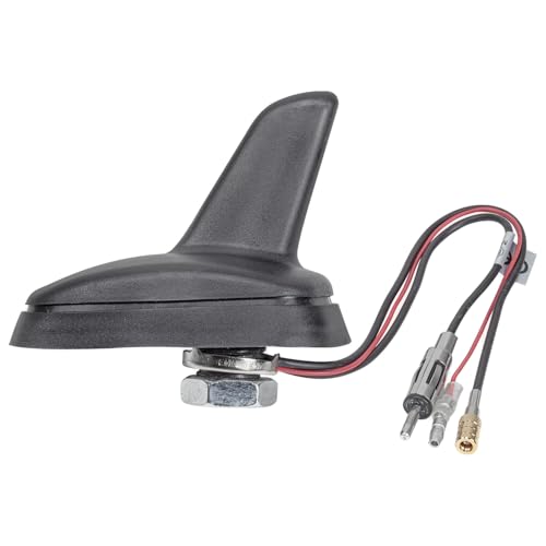 tomzz Audio 1000-048 DAB Antenne Auto Shark Design Dach-Antenne DAB+ FM aktiv Anschluss SMB Buchse Kupplung (F) DIN Stecker (M) schwarz matt von tomzz Audio