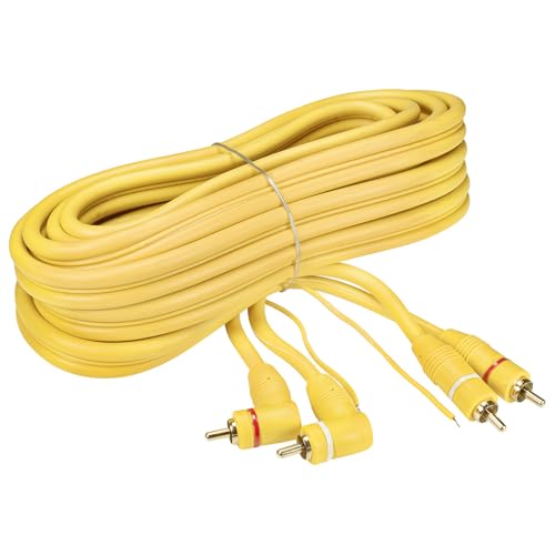 tomzz Audio TO55002W-1 Profi RCA Cinchkabel 5m für den Car HiFi Bereich 2-Fach geschirmt gelb Winkel mit Remoteleitung von tomzz Audio