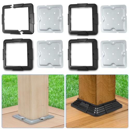 4er 100x100mm Pfostensockel-Stützsatz, Holzpfostenplattenverbinder und Vinyl-Pfostenschürze, Pfostensockelabdeckung für Deck, Veranda, Handlauf, Zaunplatte, Pergola-Stütze 4er 100x100mm Pfostensockel-Stützsatz, Holzpfostenplattenverbinder und Vinyl-Pfostenschürze, Pfostensockelabdeckung für Deck, Veranda, Handlauf, Zaunplatte, Pergola-Stütze von tonhui