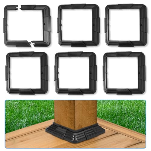 6er 100 x 100mm Vinyl-Pfostenverkleidung, Pfostensockelabdeckung, Säulenumrandung für Holz-Treppengeländer und Veranda-Pfostensockel, Schwarz Pfostenverkleidung 6er 100 x 100mm Vinyl-Pfostenverkleidung, Pfostensockelabdeckung, Säulenumrandung für Holz-Treppengeländer und Veranda-Pfostensockel, Schwarz Pfostenverkleidung von tonhui