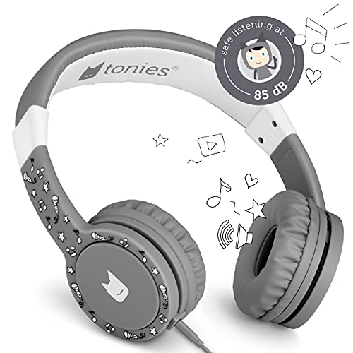 tonies® kabelgebundene Kopfhörer für Toniebox, gepolsterter Over-Ear-Kopfhörer mit kindersichere Lautstärkenbegrenzung zum Hören von Hörbüchern, 1,2 m Kabel und 3,5 mm Klinkenstecker, Grau von tonies