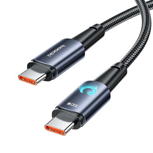 USB C Kabel, 100W 1M PD3.0 Schnellladekabel USBC auf USB C mit LED, Nylon Geflochten Ladekabel USB-C Ladegerät für iPhone 16 15 Pro Samsung Galaxy S23 MacBook Air Tablets xiaomi huawei von toocki