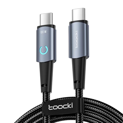 USB C Kabel, 100W 2M PD3.0 Schnellladekabel USBC auf USB C mit LED, Nylon Geflochten Ladekabel USB-C Ladegerät für iPhone 16 15 Pro Samsung Galaxy S23 MacBook Air Tablets xiaomi huawei von toocki