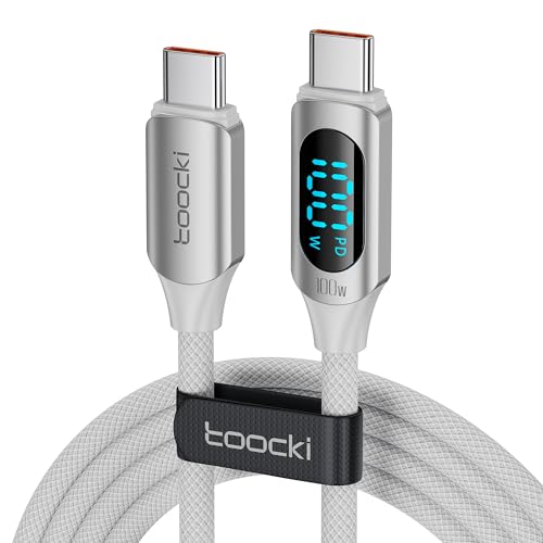toocki 100W USB C auf USB C Kabel, 2M 5A Schnellladekabel Ladekabel PD QC5.0 with LED Display,Kompatibel mit iPhone 16/16 Pro/16 Pro Max MacBook Pro Air iPad Pro Air Galaxy S24 S23 Pixel Switch von toocki