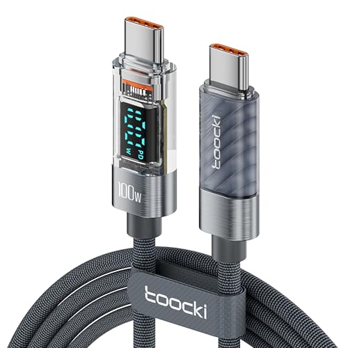 toocki 100W USB C auf USB C Kabel, 2M Schnellladekabel Ladekabel mit LED Display, Nylon USB C Kabel PD QC5.0 für iPhone 16/16 Pro/16 Pro Max MacBook Pro Air iPad Pro Air Galaxy S24 S23 Pixel Switch toocki 100W USB C auf USB C Kabel, 2M Schnellladekabel Ladekabel mit LED Display, Nylon USB C Kabel PD QC5.0 für iPhone 16/16 Pro/16 Pro Max MacBook Pro Air iPad Pro Air Galaxy S24 S23 Pixel Switch von toocki