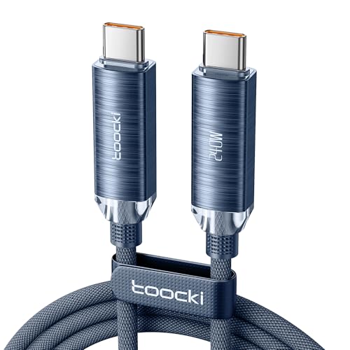 240W USB C Kabel,2M PD3.1 Schnellladekabel USB C auf USB C, Nylon Geflochten Ladekabel USB-C Ladegerät für iPhone 16 15 Pro Max Samsung Galaxy S23 S22 Pixel 7 Tablet MacBook Air (Blau) von toocki