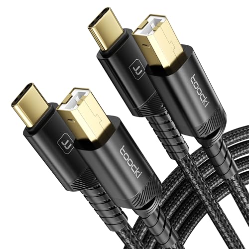 toocki USB C Druckerkabel USB B auf USB C Kabel Scannerkabel mit Nylonkabel und Aluminiumstecker kompatibel mit iPhone 16 Serie MacBook Matebook Dell HP Scanner Digital Piano MIDI usw (3m,2 pack) von toocki