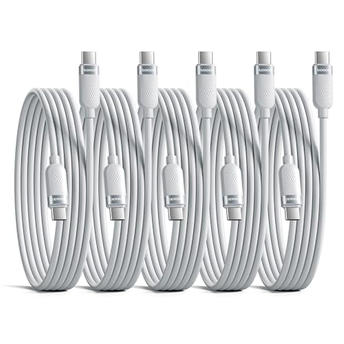 toocki USB C auf USB C Kabel 60W flexibles Silikagel USB C Ladekabel [5 Stück 1m+2m+3m] Type C Cable PD 3.0 kompatibel mit iPhone 15 series,iPad Pro series,Galaxy S24,MacBook Air, Swtich.(Weiß) von toocki